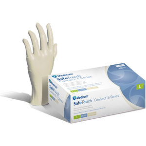 Перчатки латексные без пудры SafeTouch E-Series Connect.  Вес 5,5 г (10 уп- 1 ящ), фото, цена
