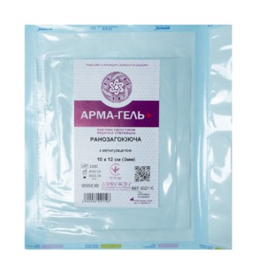 Гидрогелевая повязка «Арма-гель+» с метилурацилом (10см х12смх2мм), фото, цена