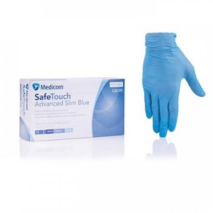 Перчатки нитриловые без пудры SafeTouch Advanced Slim Blue (50 пар) Размер L, фото, цена