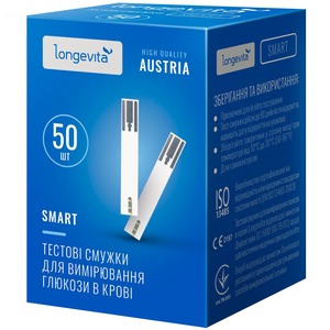 Тестовые полоски для глюкометра Longevita Smart (50шт.), фото, цена