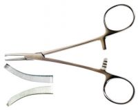 Зажим Кохер кровоостанавливающий, одно-двузубый, зубчатый, изогнутый № 1. Длина 15,0 см. (З-21-1), фото, цена