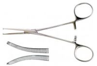 Зажим Кохер кровоостанавливающий, одно- и двузубый, зубчатый, изогнутый №2. Длина 16,0 см. (З-5-1), фото, цена